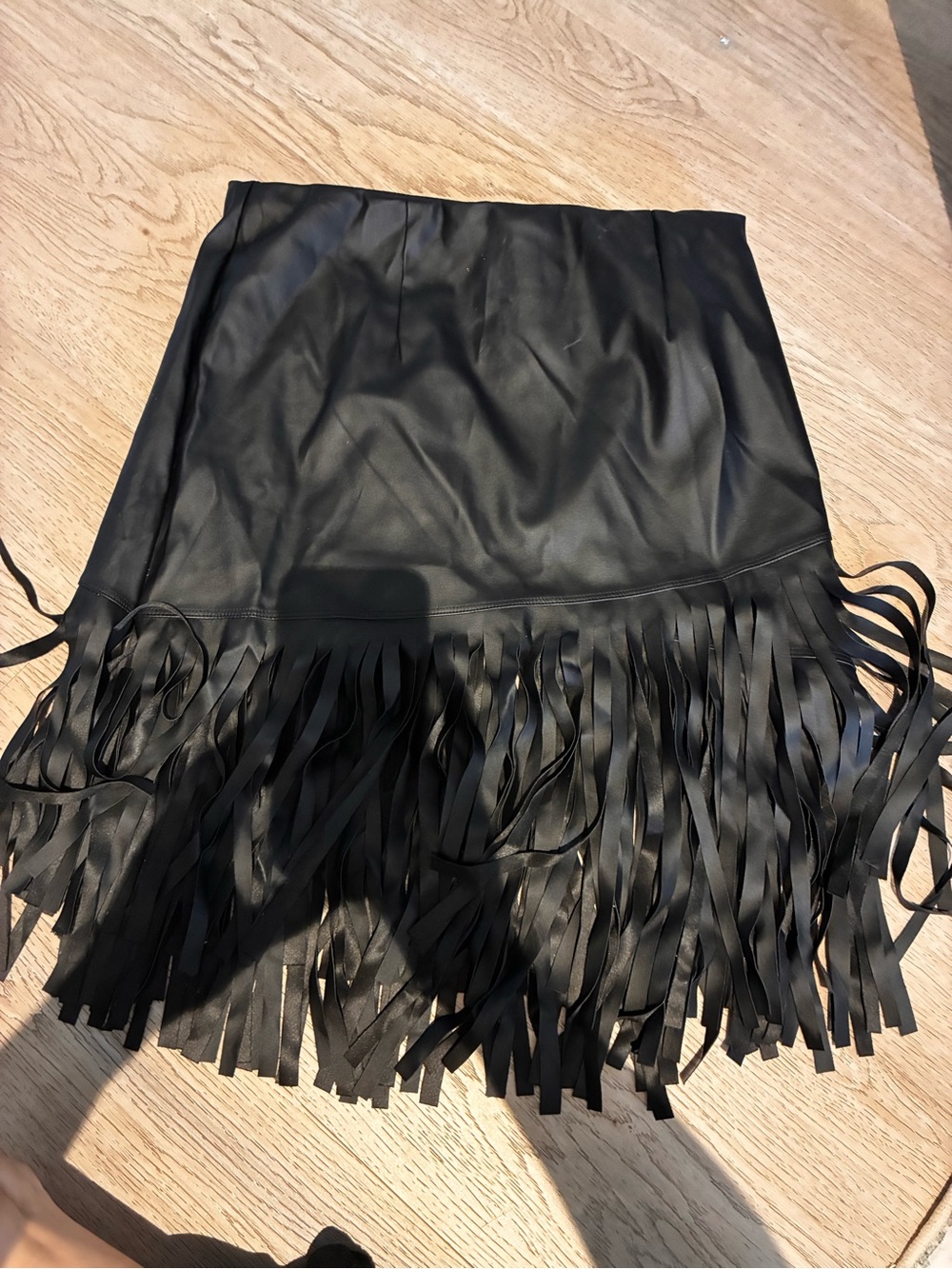Forever 21 Black Faux Leather Fringe Mini Skirt